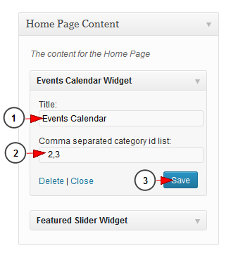 activate wordpress widget events calendar