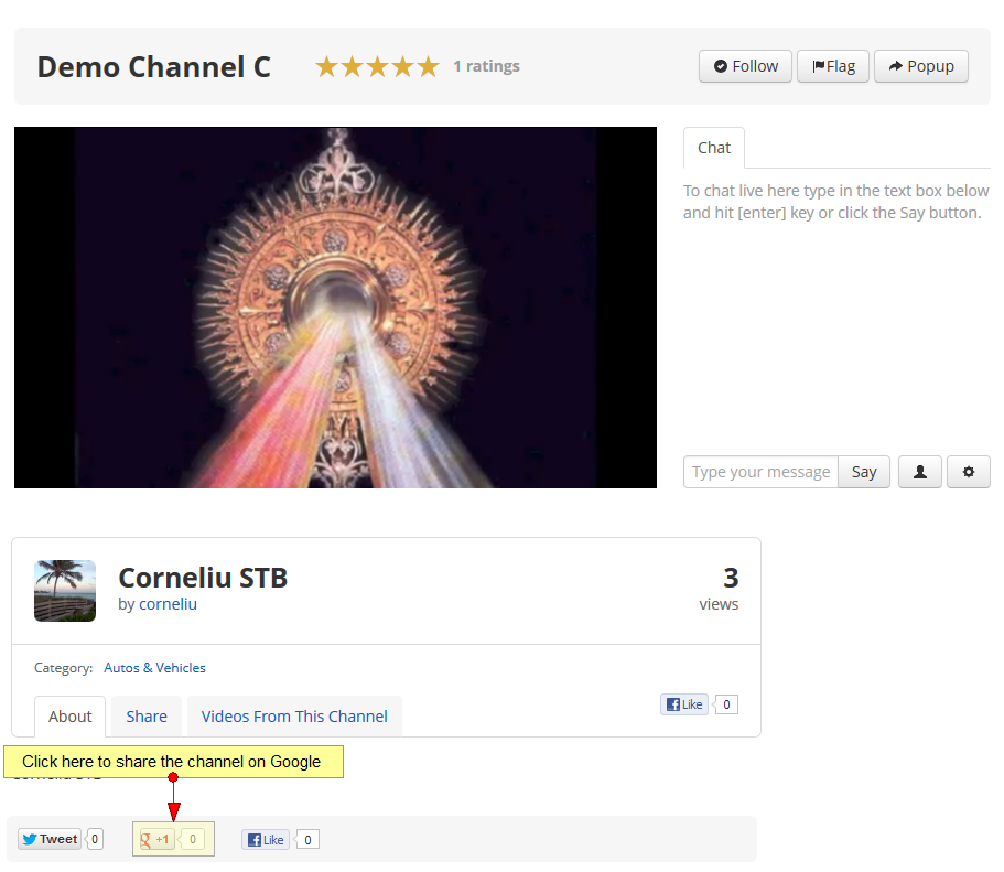 share channel google plus account